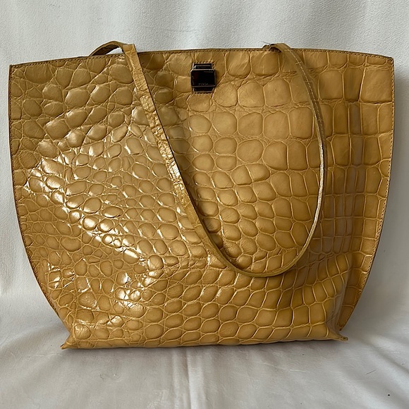 Furla Handbags - Furla Vintage Croc Embossed Yellow Purse Bag 🔥🔥